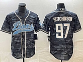 Men's Detroit Lions #97 Aidan Hutchinson Grey Camo With Patch Cool Base Baseball Limited Jersey,baseball caps,new era cap wholesale,wholesale hats